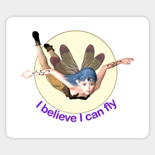 I believe I can fly elf fairy faerie dragonfly wings flying Sticker